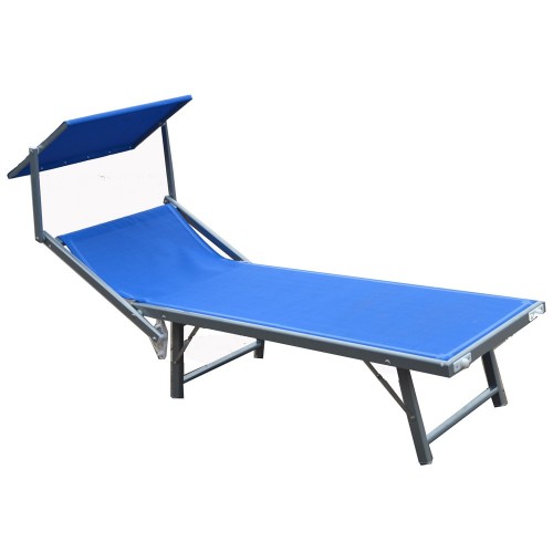 Lettino Mare Blu Sole Stabilimento Leggero Alluminio Spiaggia Arredo Giardino