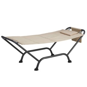 Lettino Amaca Struttura Acciaio Telo Max 120 kg Giardino Cuscino + Sacca Oggetti