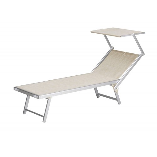 Lettino Mare Pieghevole Beige Leggero Alluminio Sole Stabilimento Spiaggia Prato