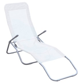 Sdraio Lettino Mare Basculante Pieghevole Bianca Acciaio Spiaggia Relax Giardino