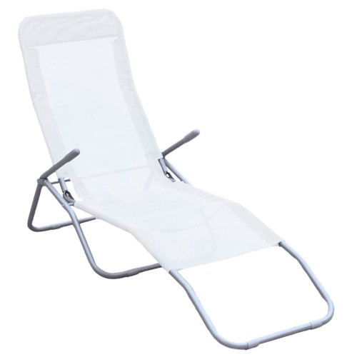 Sdraio Lettino Mare Basculante Pieghevole Bianca Acciaio Spiaggia Relax Giardino