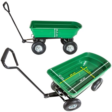 Carrello Portatutto 4 ruote Sterzanti Ribaltabile Carretto da Giardino Rimorchio