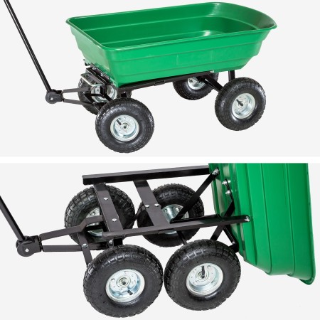 Carrello Portatutto 4 ruote Sterzanti Ribaltabile Carretto da Giardino Rimorchio