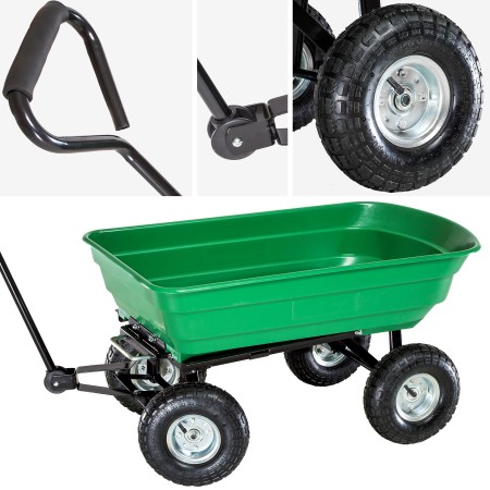 Carrello Portatutto 4 ruote Sterzanti Ribaltabile Carretto da Giardino Rimorchio