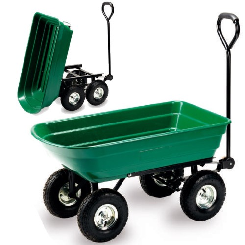 Carrello Portatutto 4 ruote Sterzanti Ribaltabile Carretto da Giardino Rimorchio