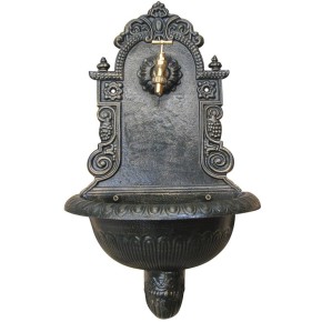 Fontana da Parete Grigia in Ghisa Lavabo a Muro Giardino Lavandino Rubinetto 