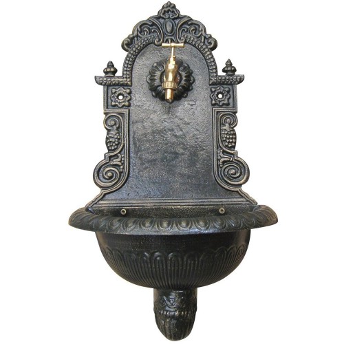 Fontana da Parete Grigia in Ghisa Lavabo a Muro Giardino Lavandino Rubinetto 