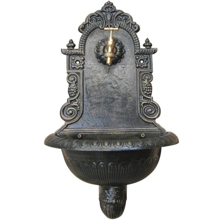 Fontana da Parete Grigia in Ghisa Lavabo a Muro Giardino Lavandino Rubinetto 