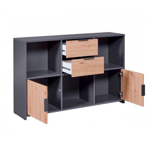 Mobile Libreria Grigia a Cubi 120 cm con Ripiani a Giorno| BricoShop24