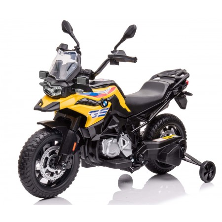 Moto elettrica per bambini BMW GS850F a batteria 12 V con stabilizzatori laterali