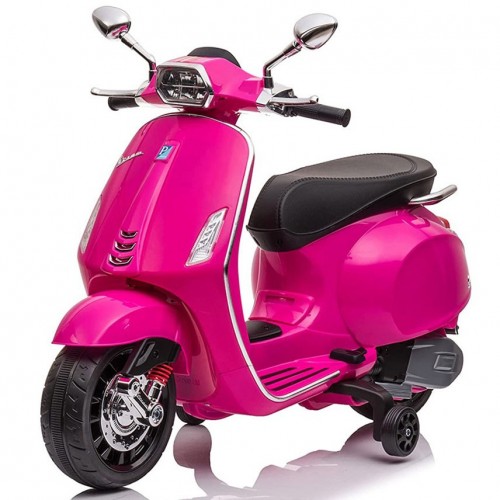 Vespa Piaggio rosa per bambini a batteria 12 V con stabilizzatori laterali