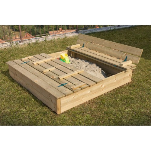 Sabbiera per Bambini in Legno 120x120 Giardino Esterno | Bricoshop24