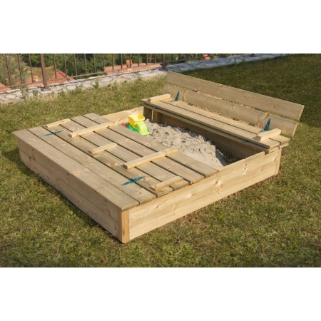 Sabbiera per Bambini in Legno 120x120 Giardino Esterno | Bricoshop24