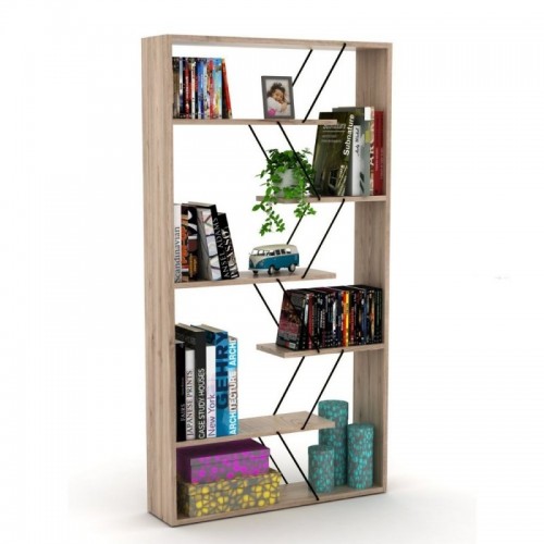 Mobile libreria divisoria bifacciale colore rovere, ingombro 84x22x157 cm