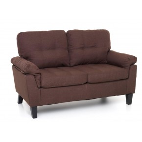 Divanetto Due Posti in Legno e Tessuto Marrone, misure ingombro 145x78x95 cm