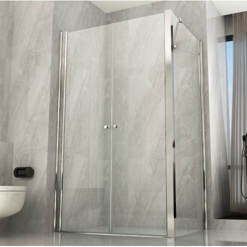 Box Cabina Doccia Saloon 2 Anta Battente 70 80 90 100 120 Angolare 8mm Cristallo