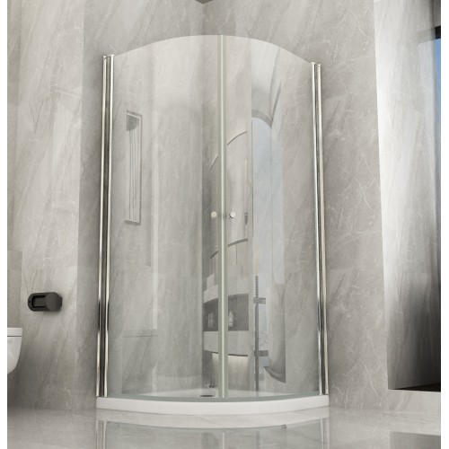 Box Doccia Tondo 80x80 90x90 cm 2 ante Battenti Semicircolare in Vetro Cristallo  6 mm