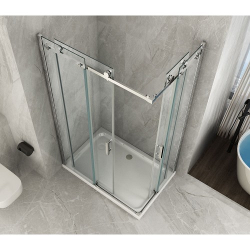 Box Doccia in Cristallo 8 mm 2 Lati Due Porte Scorrevoli | BricoShop24
