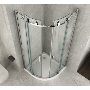 Box Doccia 80x80 90x90 8 mm 2 Ante Scorrevole Tondo Circolare in Vetro Cristallo 2