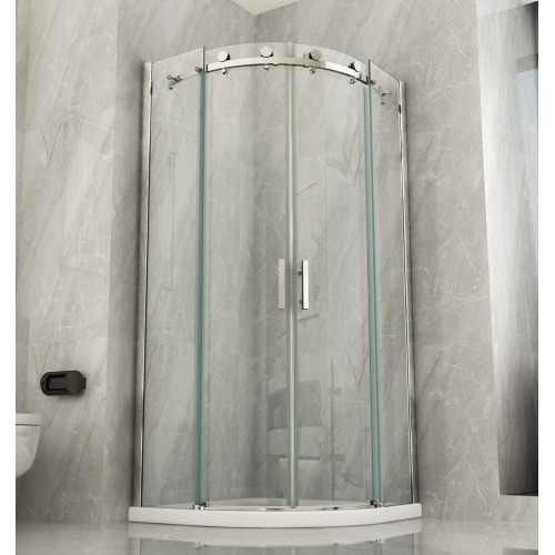 Box Doccia 80x80 90x90 8 mm 2 Ante Scorrevole Tondo Circolare in Vetro Cristallo