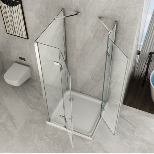 Box Doccia 3 Lati 2 Ante Battenti 70 80 90 100 110 120 140 cm in Cristallo 8 mm
