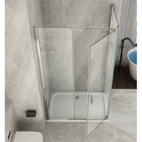 Box Cabina Doccia Anta Battente 70 80 90 100 120 140 Parete Fissa in Cristallo 8 mm