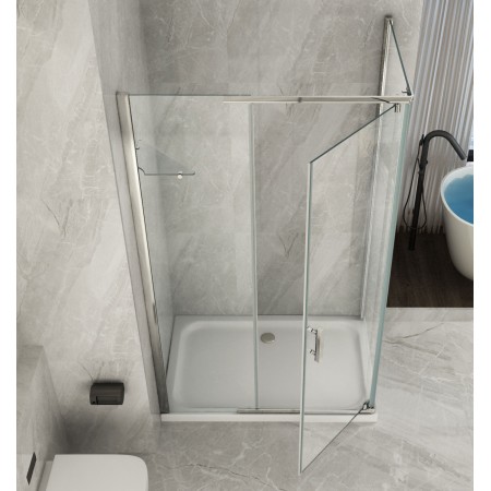 Box Cabina Doccia Anta Battente 70 80 90 100 120 140 Parete Fissa in Cristallo 8 mm
