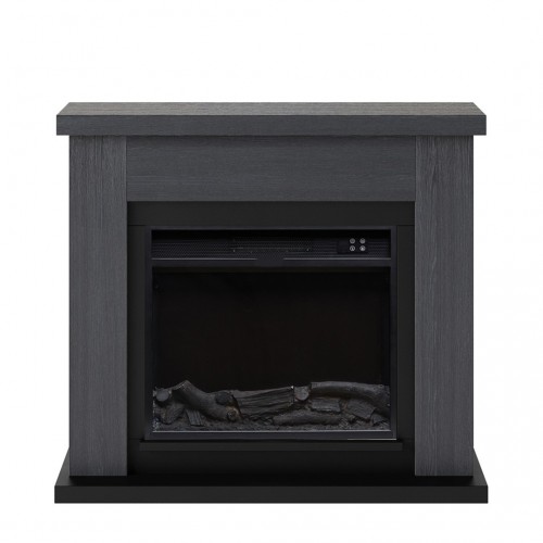 Camino Elettrico Ventilato con Cornice in Legno Grigio Fiamma Finta a Led| BricoShop24