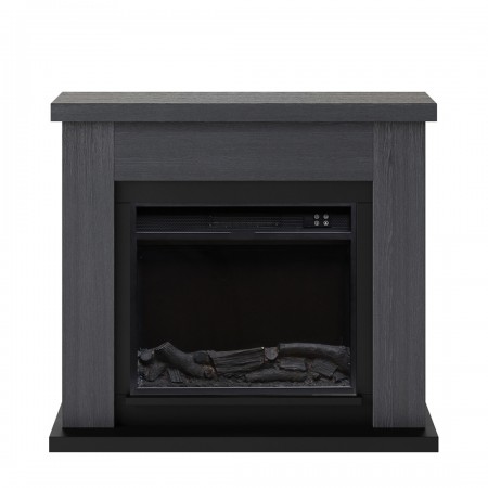 Camino Elettrico Ventilato con Cornice in Legno Grigio Fiamma Finta a Led| BricoShop24