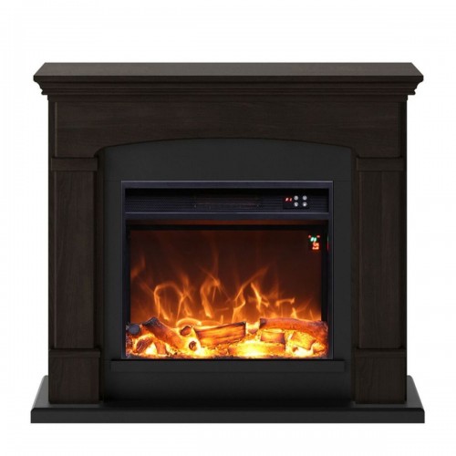 Camino Elettrico con Cornice Legno Wenge da Pavimento Caminetto Terra Programmi | Bricoshop24