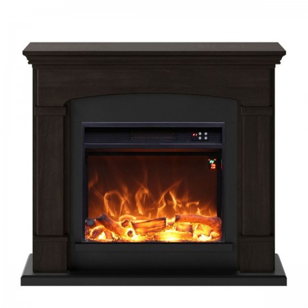 Camino Elettrico con Cornice Legno Wenge da Pavimento Caminetto Terra Programmi | Bricoshop24