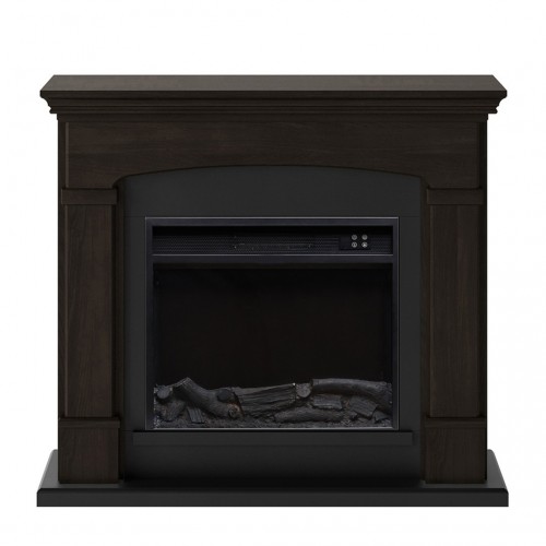Camino Elettrico con Cornice Legno Wenge da Pavimento Caminetto Terra Programmi | Bricoshop24