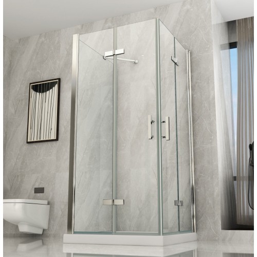 Cabina Box Doccia 3 Lati 2 Ante a Libro 60 70 80 90 100 Battente Porta Cristallo
