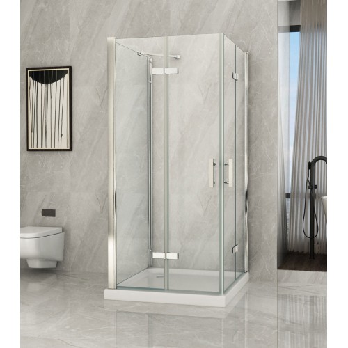 Cabina Box Doccia 3 Lati 2 Ante a Libro 60 70 80 90 100 Battente Porta Cristallo