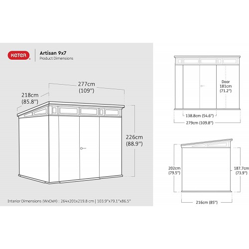 Casetta Artisan per Attrezzi Keter 2.7x2 Addossata con Pavimento Interno