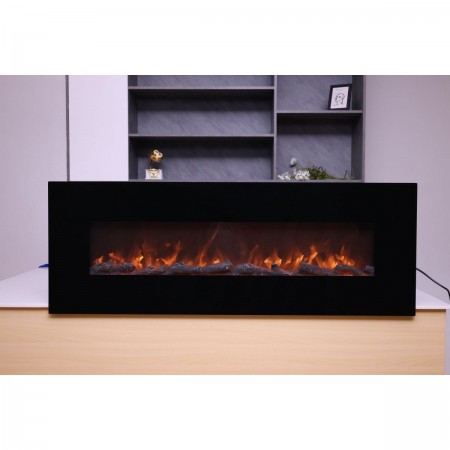 Camino Elettrico 150cm da Parete con Led Fiamma Finta Potenza Regolabile