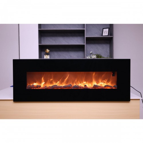 Camino Elettrico 150cm da Parete con Led Fiamma Finta Potenza Regolabile