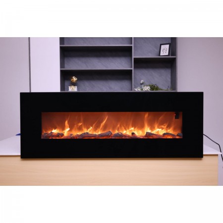 Camino Elettrico 150cm da Parete con Led Fiamma Finta Potenza Regolabile