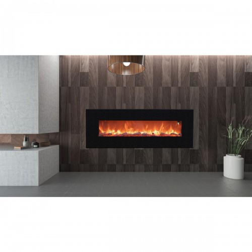Camino Elettrico 150cm da Parete con Led Fiamma Finta Potenza Regolabile