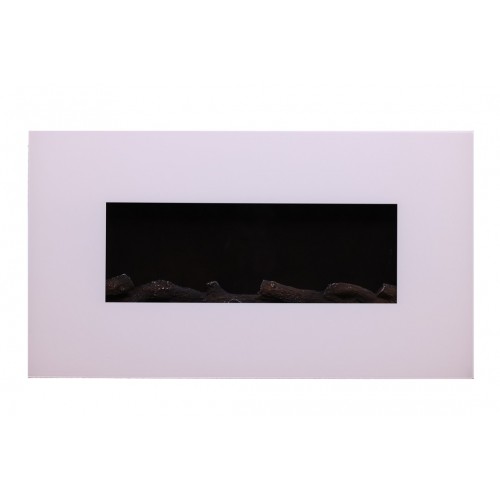 Camino Elettrico da Parete a Muro con Led Fiamma Finta Vetro Acciaio 1500 Watt Bianco | BricoShop24