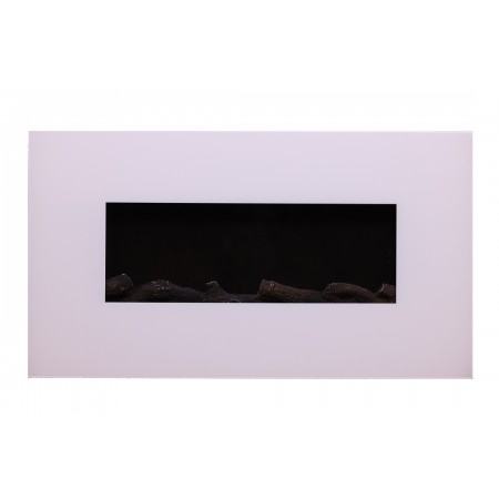 Camino Elettrico da Parete a Muro con Led Fiamma Finta Vetro Acciaio 1500 Watt Bianco | BricoShop24