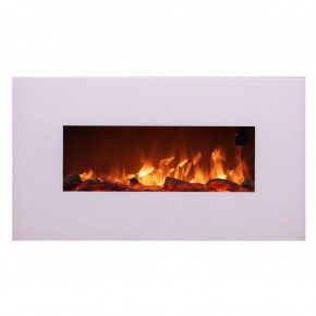 Camino Elettrico da Parete a Muro con Led Fiamma Finta Vetro Acciaio 1500 Watt Bianco | BricoShop24