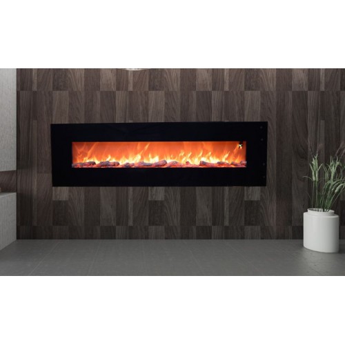 Caminetto Elettrico da Parete 180 cm con Fiamma Finta a Led 1500W