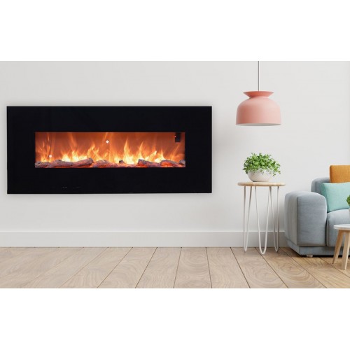 Caminetto Elettrico 130 cm da Parete con Fiamma Finta a Led 1500W