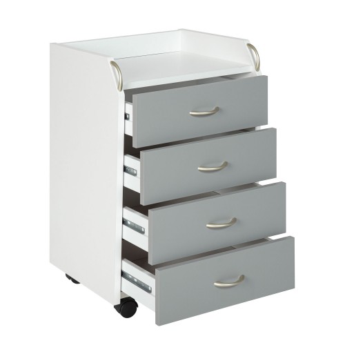 Cassettiera da Scrivania 4 Cassetti Bianco Grigio Ruote | BricoShop24