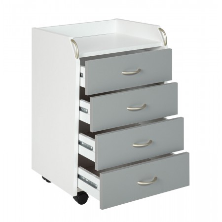 Cassettiera da Scrivania 4 Cassetti Bianco Grigio Ruote | BricoShop24