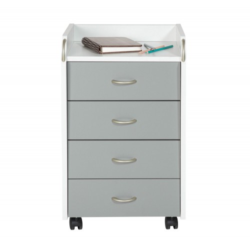 Cassettiera da Scrivania 4 Cassetti Bianco Grigio Ruote | BricoShop24