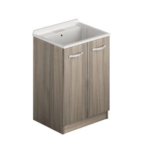 Mobile Lavatoio con 2 Ante in Legno Olmo Vaschetta in Resina Bagno Lavabo | Bricoshop24
