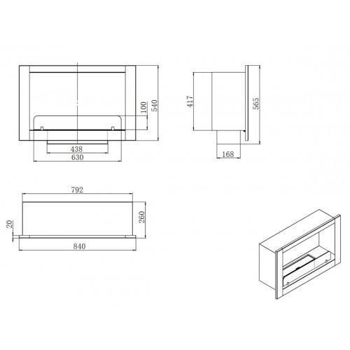 Inserto Camino a Bioetanolo da Incasso Parete 4Kw con Vetro | Bricoshop24