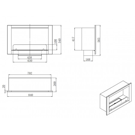 Inserto Camino a Bioetanolo da Incasso Parete 4Kw con Vetro | Bricoshop24